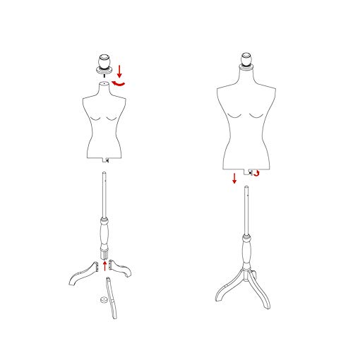 Adjustable Female Dress Form Pinnable Mannequin Body Torso with Wooden