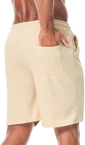 Homme Short Gaufre Décontracté Bermuda Pantalon Court avec Poches