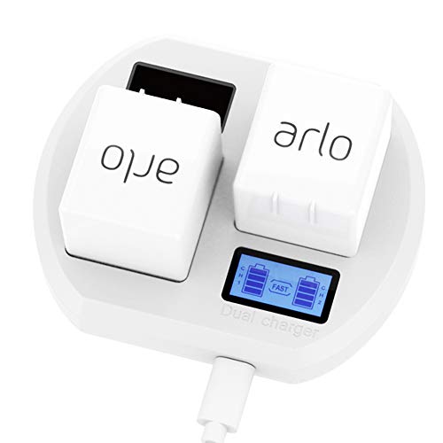 Charging Stations Compatible for Arlo Rechargeable Batteries, Fast Dual Battery LCD Display Charging Station for Arlo Pro & Arlo Pro 2 & Arlo Go & Arlo Security Light Batteries (White)