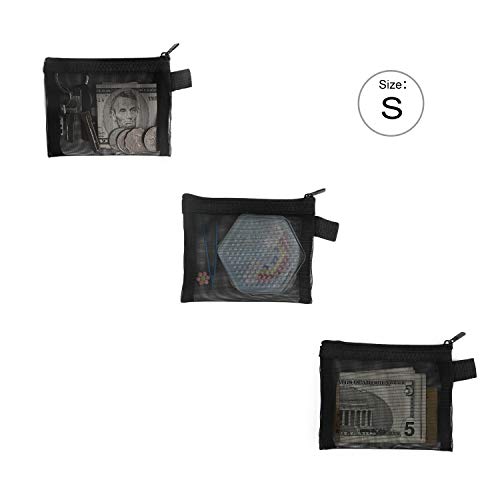 Patu Zipper Mesh Bags, 3 Pieces Assorted Sizes (A5 / A6 / A7) - Pencils Office Documents Classifying and Collecting, Cosmetic Travel Kit Organizer Pouch, Black
