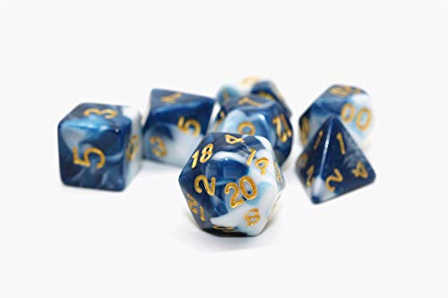 HD Dice DND RPG Polyhedral Dice Set Fit Dungeons and Dragons(D&D) Pathfinder Role Playing Games (Blue White)