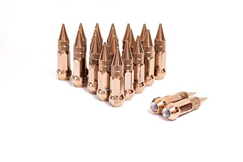 CPR CLOSE ENDED STEEL 17HEX SPIKED WHEEL RACING LUG NUTS ROSE GOLD 12X1.25 KEY
