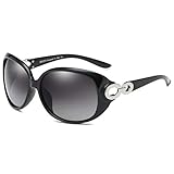 Duco Women's Shades Classic Oversized Polarized Sunglasses 100% UV Protection 1220 Black Frame Gray lens
