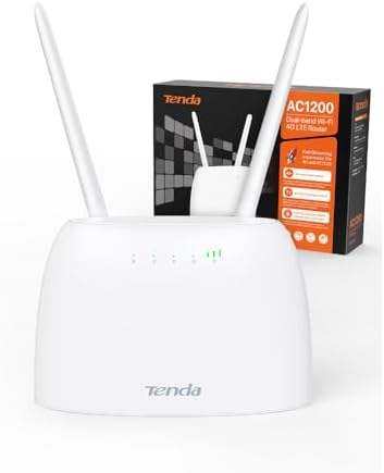 4G07 4G LTE WLAN Router für SIM-Karten (CAT4, AC1200 Dualband 2,4GHz: 300Mbit/s + 5GHz: 867Mbit/s, 150 Mbit/s im Download) Plug & Play, LAN/WAN-Port, 2 Abnehmbare Antennen, MU-MIMO, Weiß