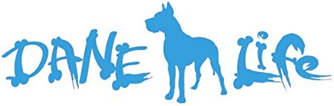 Genuine DANE LIFE Great Dane Dogs Decals/Stickers. Perfect Gifts/Ornaments. For Car,Wall,Laptop,Etc. Proceeds Of Decal Sales Go To Help Great Dane Dog Rescue. (Blue, Dane Life (8"x3"))