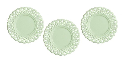 Dollhouse Miniature Set of Three Lace Edge Plates in Jadeite by Chrysnbon