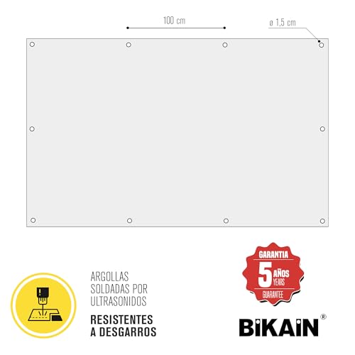 Bikain - Waterproof Outdoor Tarpaulin - 5 x 8 Metres - 70 g/m2 Reinforced - Tear-Resistant Rings - 100% Waterproof and 100% UV Protection Canopy - Multipurpose Cover - 3 Layers Cross Laminated