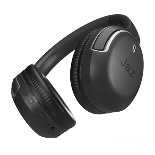 JAZ Pro Aero Wireless Gaming On-Ear Headphones, Low Latency, Built-in Microphone and Controls, USB-C Cable and Instructions Included, for Smartphone, Tablet, Laptop, 10h Playback, Black