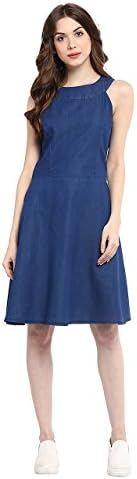 StyleStone(3190RoundNkDrss)-Women's Round Neck Denim Dress