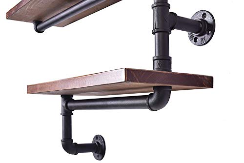 Industrial Pipe Shelving Bookshelf Rustic Modern Wood Ladder Pipe Wall Shelf 3 Tiers Wrought IronPipe Design Bookshelf DIY Shelving(Dia 32mm,Weight:30lb) - Thumbnail 6