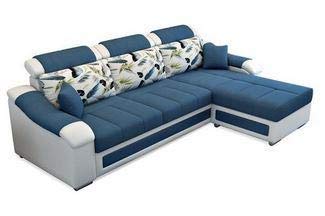 Lillyput Interio Modern Hardwood L Shape Fabric Sofa Navy Blue