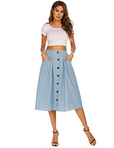 Naggoo-Womens-Casual-Front-Button-A-Line-Skirts-High-Waisted-Midi-Skirt-with-Pockets