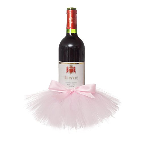 Haperlare 3pcs Elegant Red Wine Bottle Cover Tulle Wine Bottle Skirt with Glitter Gold Brims for Wedding Party Baby Shower Christmas Birthday Cake Dessert Table Decorations,Pink - Thumbnail 4