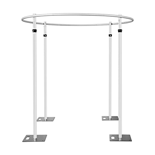 Hecis Portable Pipe and Drape Round Backdrop Stand , 6-10' Tall x 10' Wide Adjustable Round Backdrop Kit for Event， Party, Trade Shows and Wedding Decor