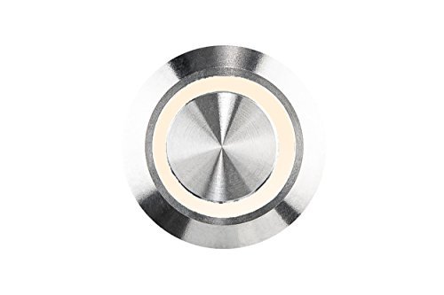 HUBER LED Bell Push Made of Stainless Steel - Door Bell Push - Stainless Steel Door Bell Switch Bell Light Colour Warm White IP65 Round