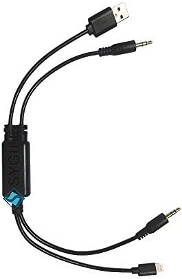 Sygile Y Cable USB AUX Adapter iDrive Interface Lead Cord to 3.5MM Audio Stereo Jack and iPhone 5 5S 5C 6 6P 6S 6SP with 8 Pin Connector iOS Phones for BMW &amp; MINI Cooper IDRIVE In-Car