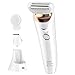 Electric Razor for Women - Painless Women Hair Shaver for Legs and Underarms Hair Removal, Hair Trimmer for Bikini, 3-in-1 Wet and Dry Cordless Electric Shaver Set, Portable & Recharge