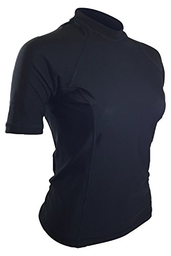 Rash Guard For Women - USA Made Swim & Workout Shirt. UV Protection and Compression Technology For Everyday Workouts. (Black, XXL)