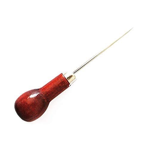 Tcplyn Premium Quality Wooden Handle Clickers Awl Wood Awl Tool Pin Handmade Awl with Wooden Handle Spiked Metal Tool Pointed Blade for Indenting Stitching Punching Holes DIY Garden Hand Tools