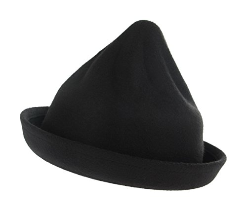 EOZY Girls Wool Felt Roll Brim Bowler Derby Hats Billycock Cloche 21" (Black 2)