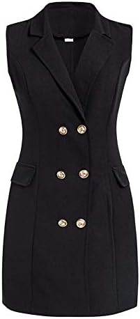 Mmllse Sexy Double Breasted Blazer Women Dress Summer Sleeveless Plus Size Dresses Office Ladies Vintage Solid