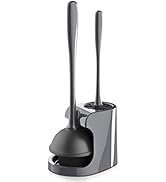 MR.SIGA Toilet Plunger and Bowl Brush Combo for Bathroom Cleaning, Gray, 1 Set