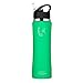 Swig Savvy Stainless Steel Water Bottle with Straw, Pouch, Clip, 24oz Flip Top Insulated Water Flask Canteen, Leak-proof Vacuum Hot Thermos, Keeps Drinks Cold for 8 Hours, Aqua Fresh