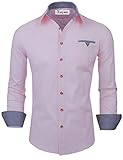 Tom's Ware Mens Classic Slim Fit Contrast Inner Long Sleeve Dress Shirts TWNMS310S-8219-PINK-US M