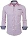 TAM WARE Mens Classic Slim Fit Contrast Inner Long Sleeve Dress Shirts TWNMS310S-8219-PINK-US M