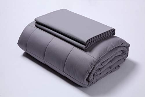 Gnight Weighted Blanket (Grey, 80"x87" 25 lbs), Calm Heavy Blankets, Premium Cotton with Glass Beads
