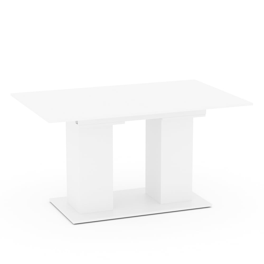 Vicco Esstisch Dix, Weiß, 140 x 90 cm, mit klappbarer Tischplatte und ausziehbarem Gestell