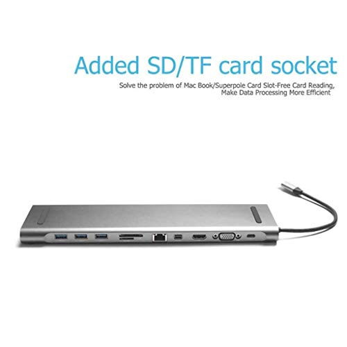 USB C to HDMI VGA Ethernet Adapter, Type C Hub with HDMI 4K RJ45 2 USB3.0 Audio and PD Charging Ports,Memory Card/TF Card Socket Compatible with Galaxy S9/S8/Note 9/8,MacBook/MacBook Pro