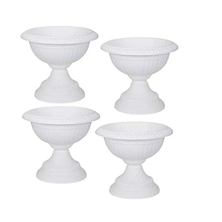 Antier Tulip Plastic Pot Garden Patio Planter (Pack of 4, White, Size 6