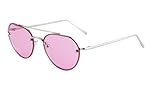 Rimless Aviator Sunglasses Mirror Lens Runway Fashion Mens Womens Eyewear (Pink/56mm, 56)