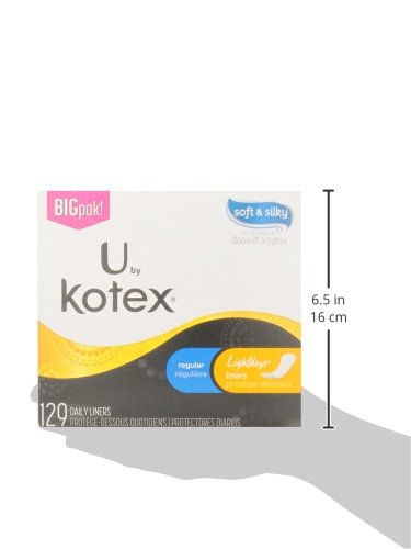 U by Kotex Lightdays Panty Liners, Regular, 129 Count