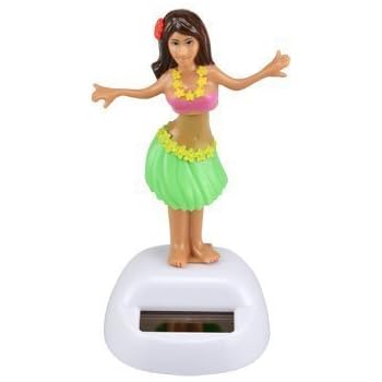 Solar Powered Dancing Hula Girl - Green Skirt, Pink Top by Greenbrier