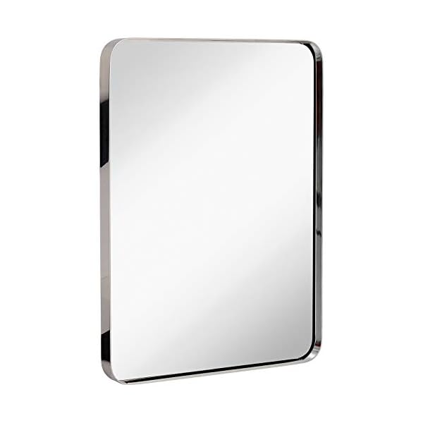 Hamilton Hills Contemporary Polished Metal Wall Mirror Glass Panel