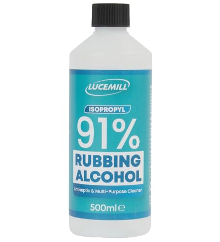 Lucemill 91% Rubbing alcohol | 500ml | Super Strength IPA First Aid Antiseptic | 91% Isopropyl Alcohol | Clear Liquid
