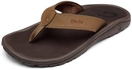 OluKai Sandals Mens Size 12 Ilikai Flip Flop Toffee Brown Leather Slip On Beach Men main image 2