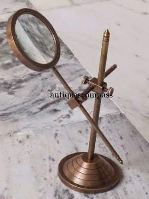 alfiya nautical store Marine Vintage Brass Table Magnifier Magnifying Reading Glass i
