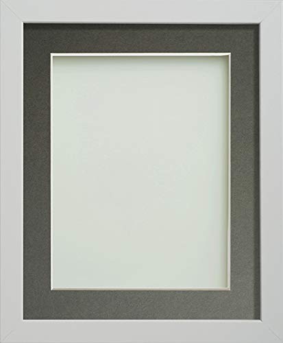 Frame Company Allington White A4 Frame With Grey Mount For Image 9x6 inch *Choice of sizes* Fitted with Real Glass