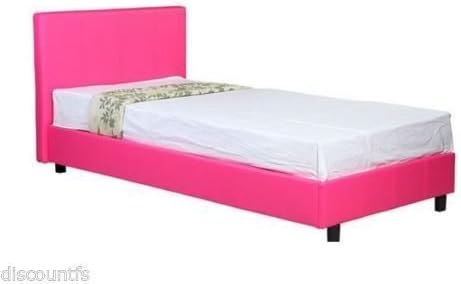 Direct Furniture Pablo Faux Leather Low Frame Bed, Hot Pink, Single
