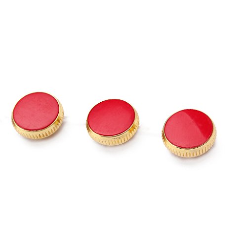 3 Pieces Gold Plated Red Stone Inlays Trumpet Finger Buttons Brass Instrument Accessories - Thumbnail 5