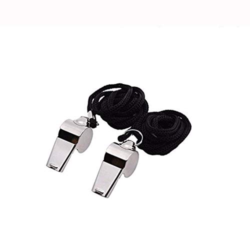 Referee Whistle Stainless Steel Metal Whistle Loud Sports Whistle with Lanyards 2 Pcs for School Sports Emergency Competition Training (Silver) - Thumbnail 4