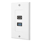 HDMI and USB 3.0 Wall Plate HDMI Wall Charger Outlet Mount Socket Face Plate Panel Cover,White