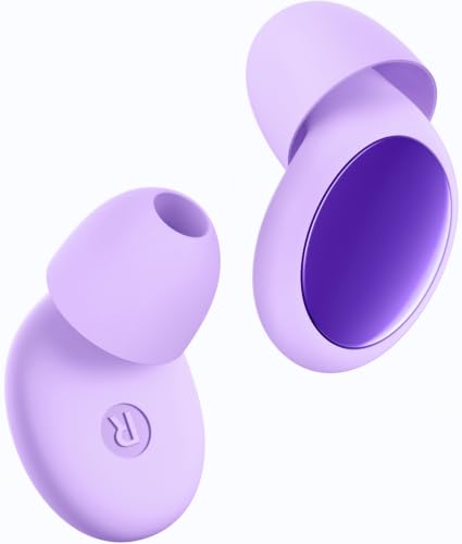 45dB Ear Plugs for Sleeping Noise Cancelling Ear Plugs for Noise Reduction & Snoring, Concerts, Earplugs for Sleep,Sider Sleepers Airplane, Silicone Earplugs Reusable (Violet, 1 Count (Pack of 1))