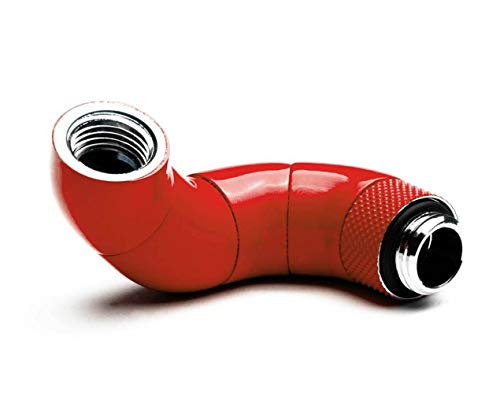 PrimoChill Male to Female G 1/4 180 Degree Triple Rotary Elbow Fitting - Razor Red