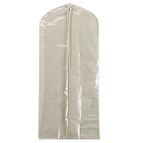 Household Essentials 311392 Hanging Garment Bag | Dress Protector | Natural Cotton Canvas with Clear Vinyl Cover