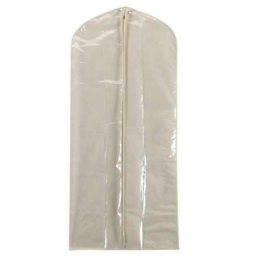 Household Essentials 311392 Hanging Garment Bag | Dress Protector | Natural Cotton Canvas with Clear Vinyl Cover