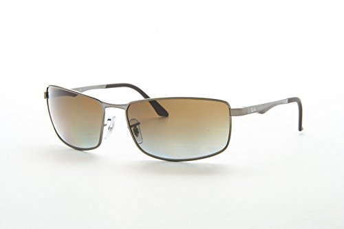 Ray-Ban Men's Metal Man Sunglass 0RB3498 Polarized Rectangular Sunglasses, MATTE GUNMETAL, 61 mm